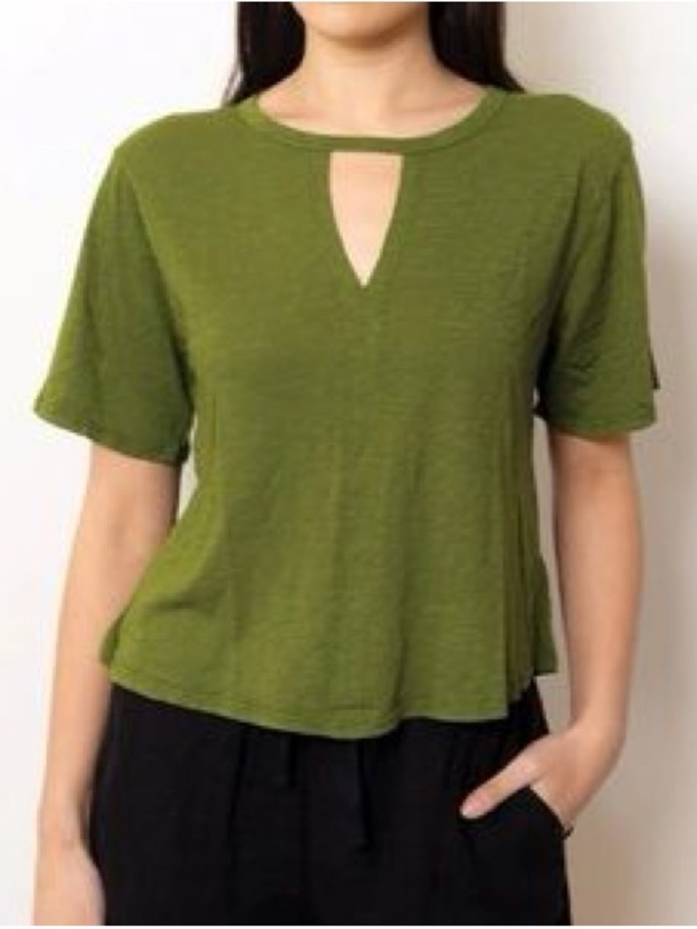 Women’s Anthropologie Velvet by Graham & Spencer Short Sleeve Top Keyhole XL